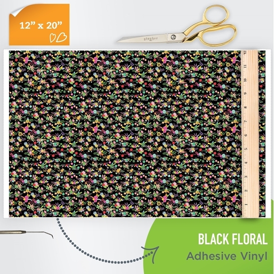 Picture of Happy Face Pattern Adhesive Vinyl - Black Floral